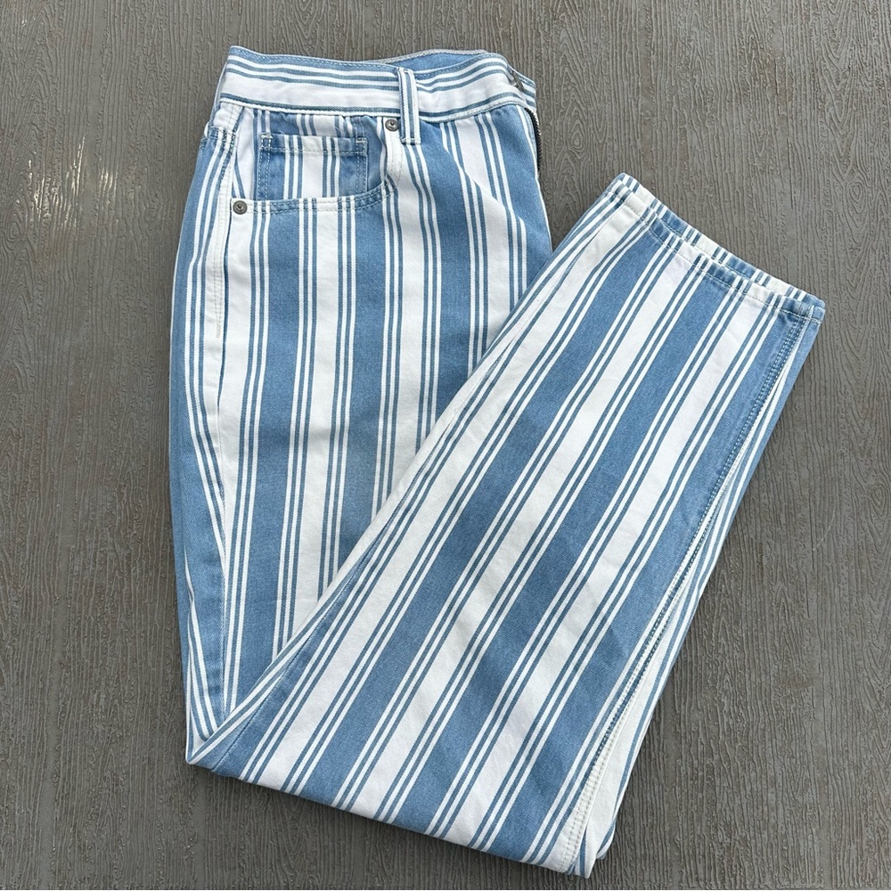 Striped Blue and White High-Rise Women’s Jeans